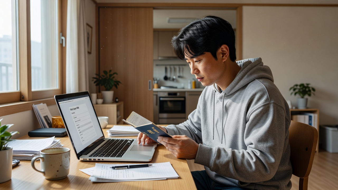 일본 여행 사전준비를 위해 여권과 Visit Japan Web을 확인하는 모습
