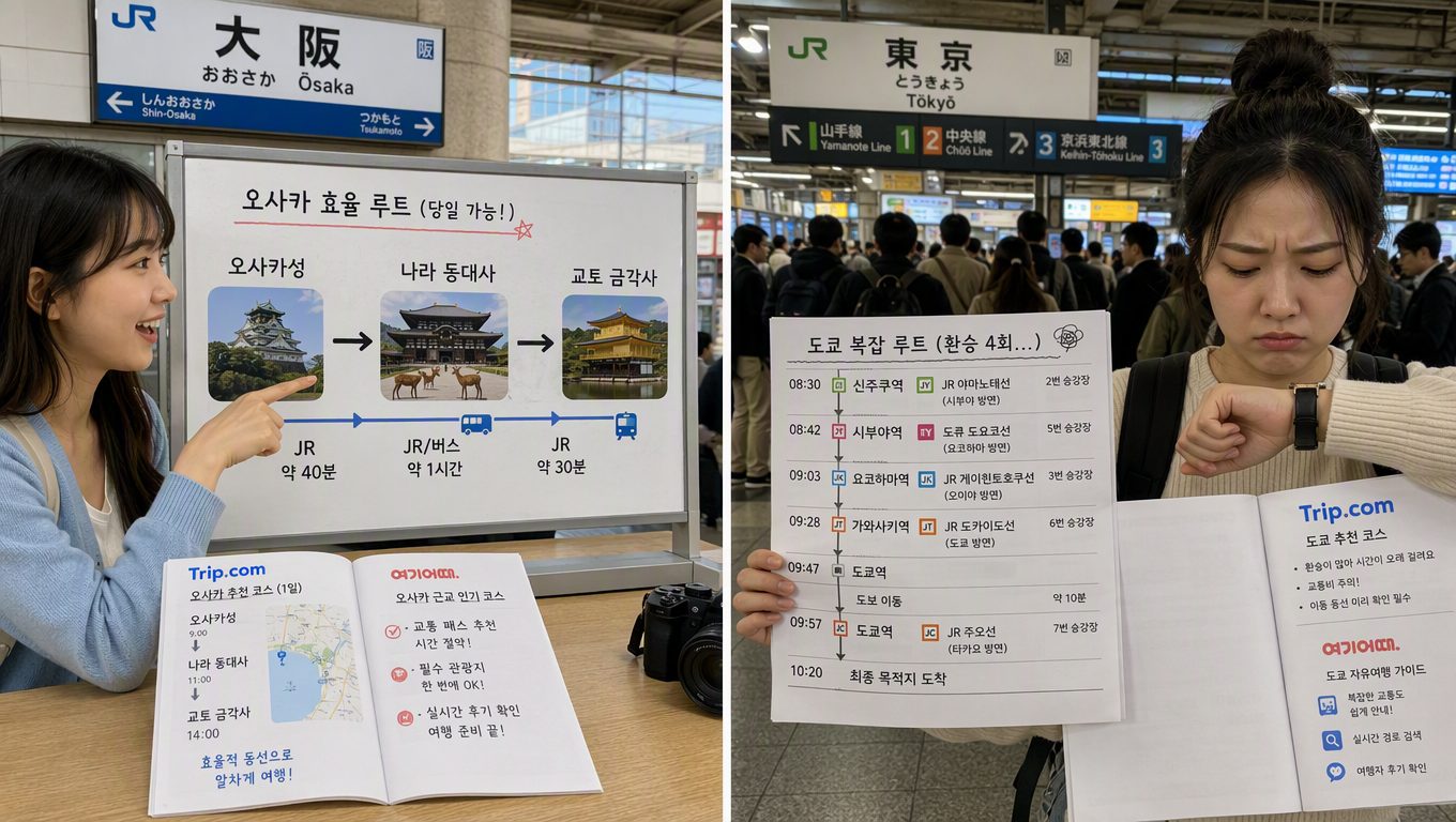 일본 패키지여행 지역 조합별 이동 동선 최적화 기준