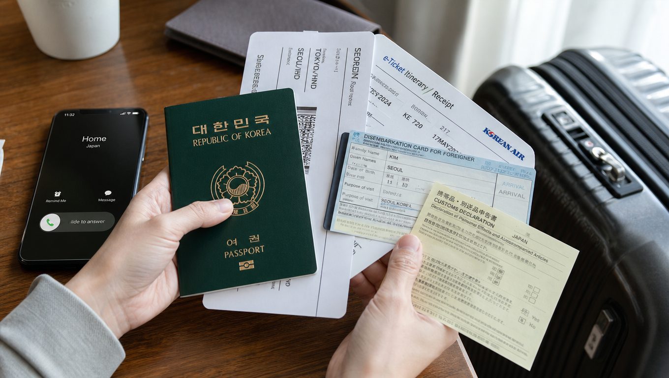 일본 패키지여행 해피콜과 입국 서류 준비