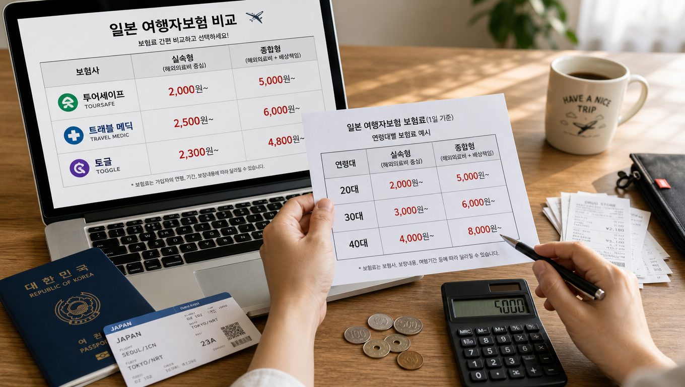 1박 일본 여행 보험료 실제 가격